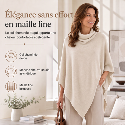 Châle en tricot élégant pour femme, coupe ample unie, cape polyvalente