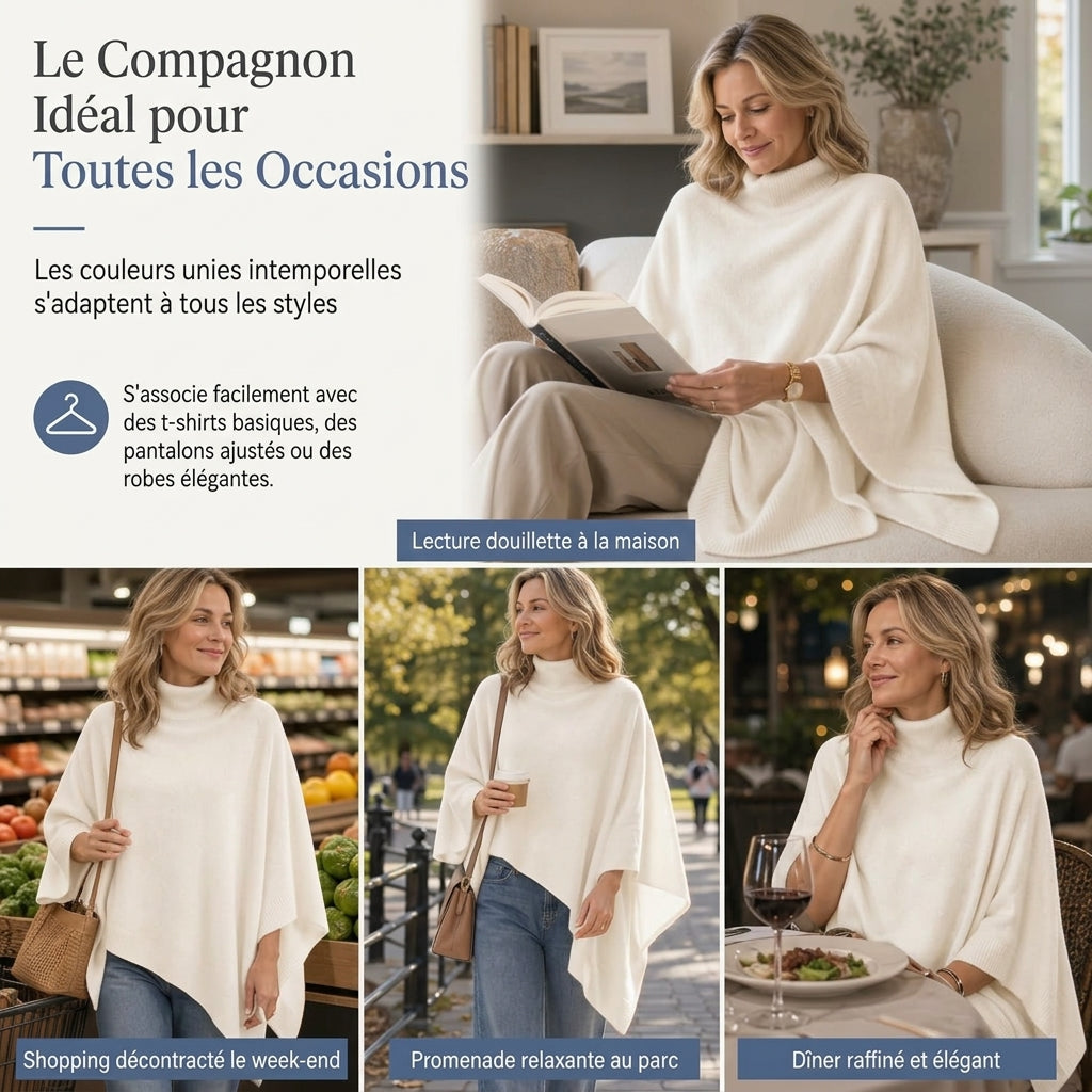 Châle en tricot élégant pour femme, coupe ample unie, cape polyvalente