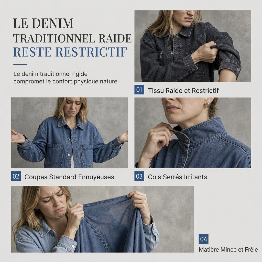 Robe mini en jean oversize à col montant pour femme