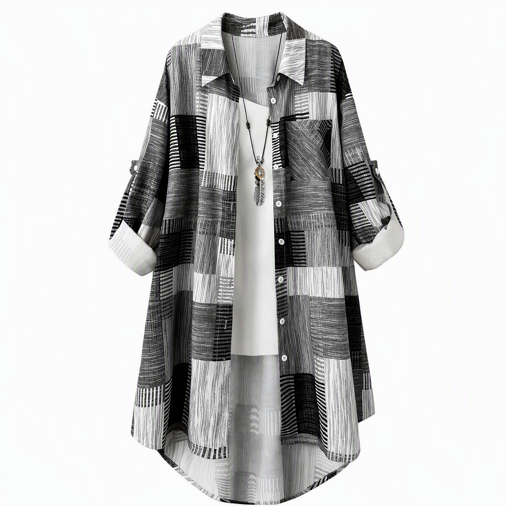 Chemise à manches longues à carreaux, coupe décontractée ample, vêtement d'extérieur grande taille avec protection solaire pour le printemps et l'automne