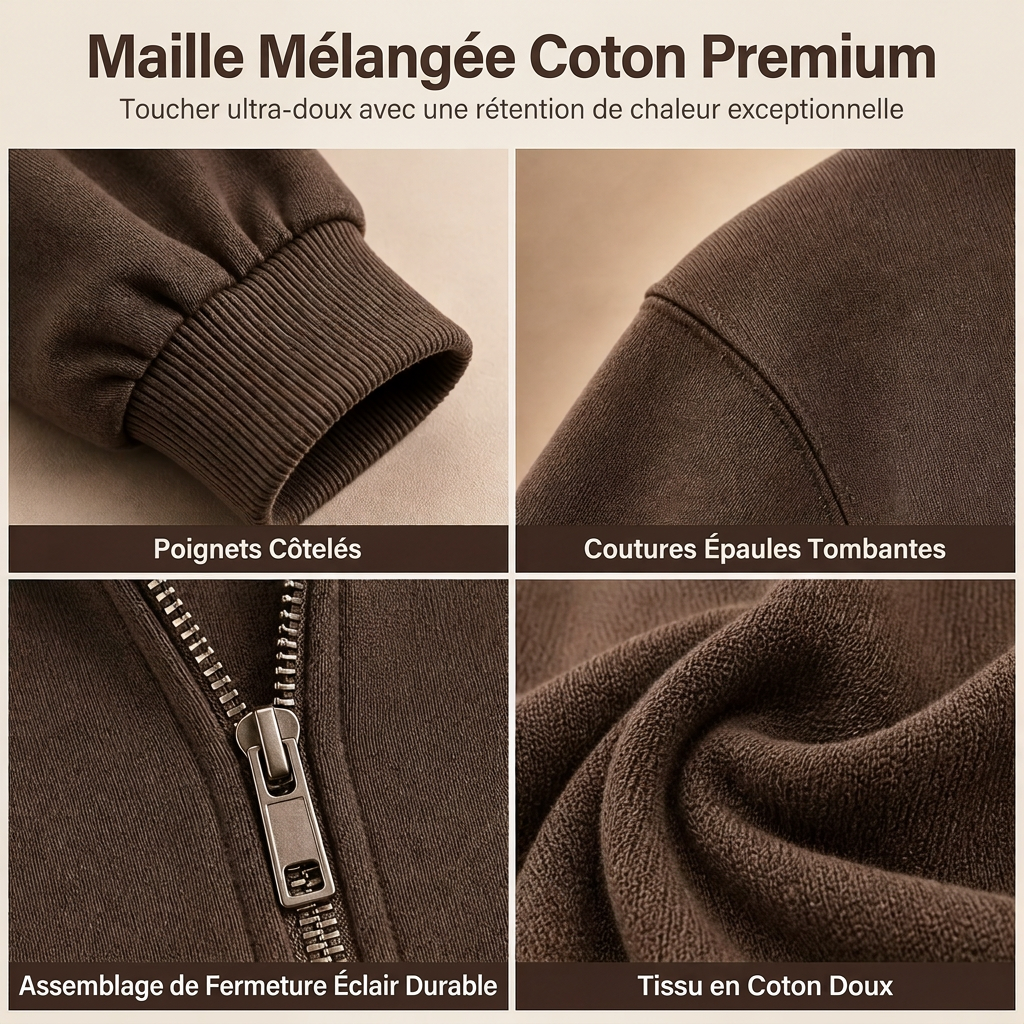 Ensemble de détente décontracté pour femme en maille douce deux pièces avec sweat à capuche zippé et pantalon large