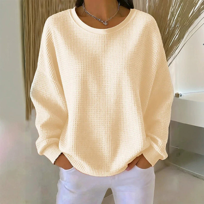 Sweat-shirt ample pour femme en maille gaufre