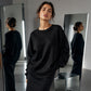 Sweat-shirt ample pour femme en maille gaufre