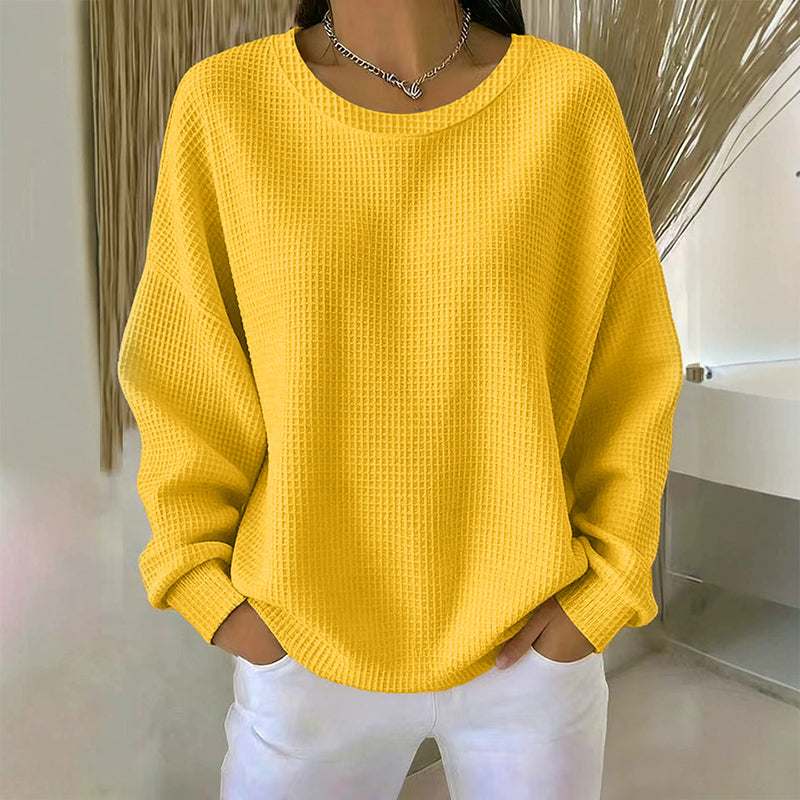 Sweat-shirt ample pour femme en maille gaufre