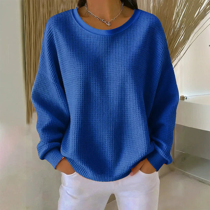 Sweat-shirt ample pour femme en maille gaufre