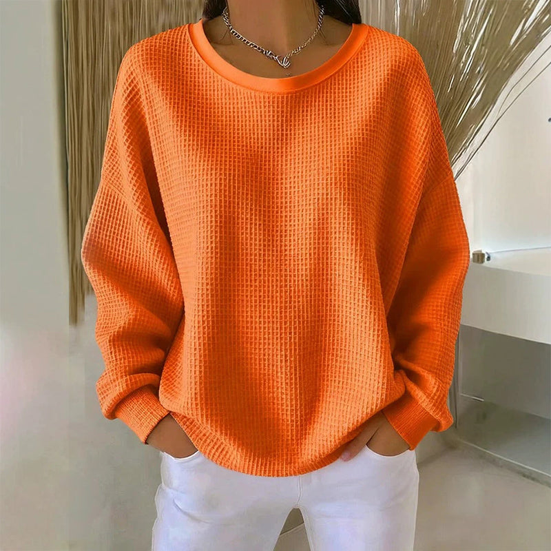 Sweat-shirt ample pour femme en maille gaufre