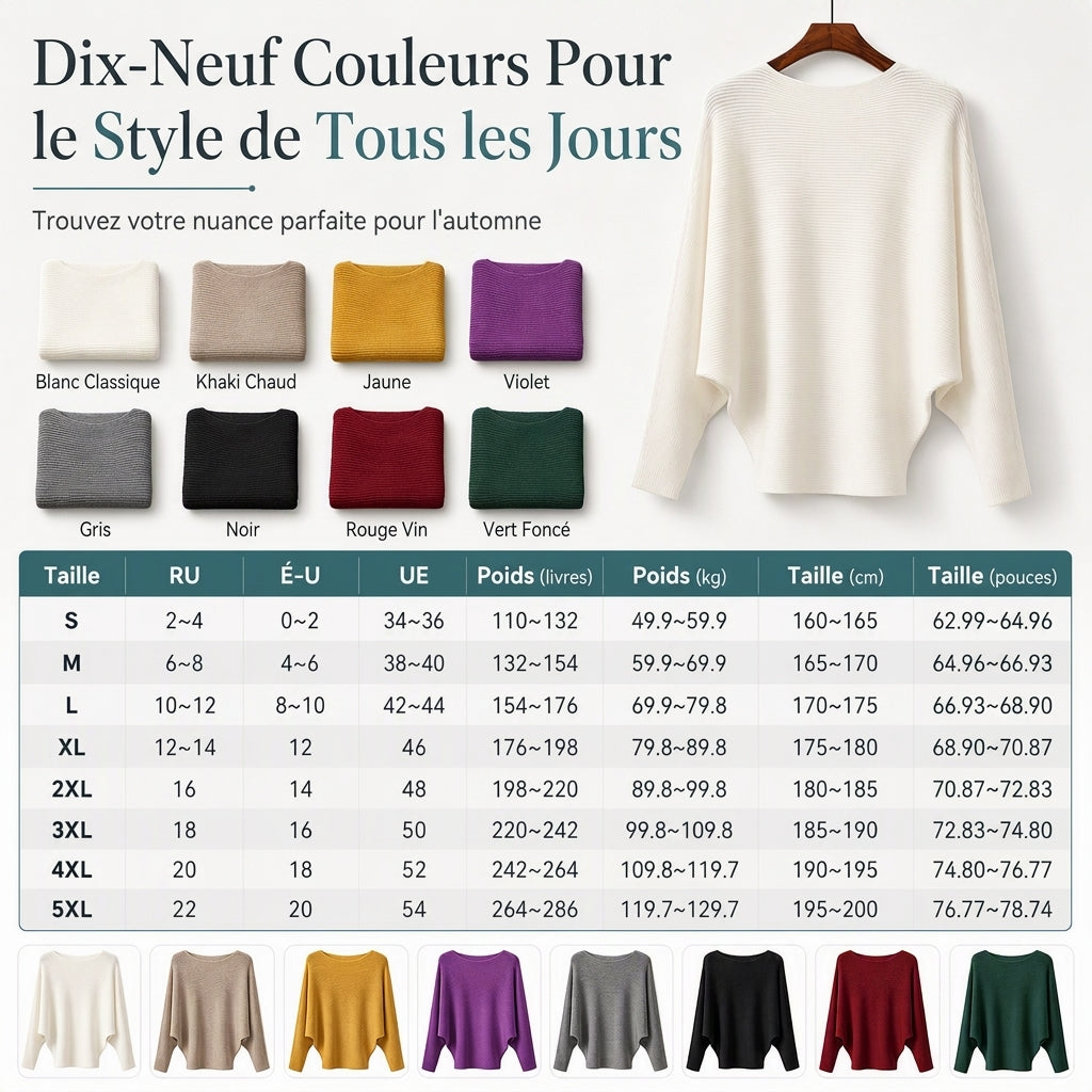 Haut en maille côtelée épaules dénudées coupe ample pour femme