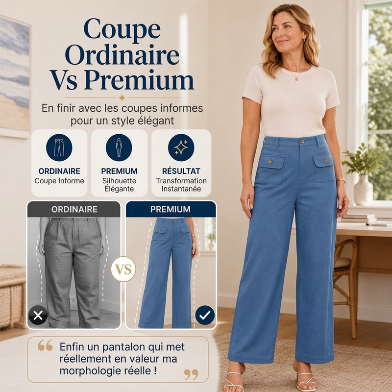 Pantalon taille haute à jambes larges pour femme