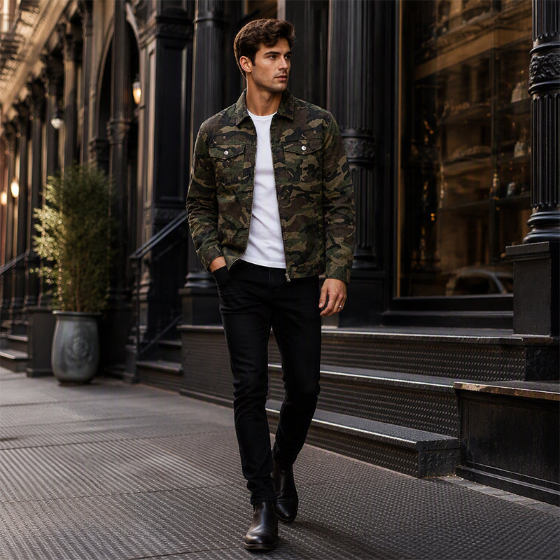 Veste en jean pour homme, style street