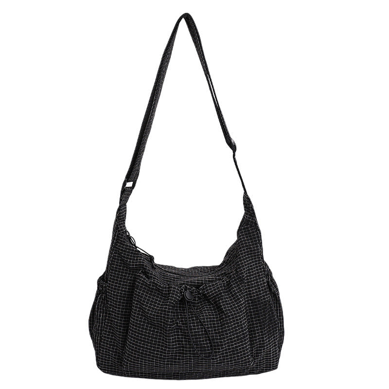 Sac nuage à carreaux avec cordon de serrage et fronces