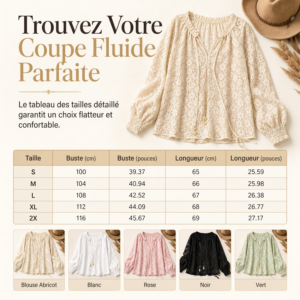 Blouse pull en dentelle élégante pour femme, coupe ample et manches longues