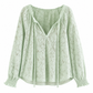 Blouse pull en dentelle élégante pour femme, coupe ample et manches longues