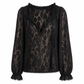Blouse pull en dentelle élégante pour femme, coupe ample et manches longues