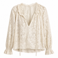 Blouse pull en dentelle élégante pour femme, coupe ample et manches longues