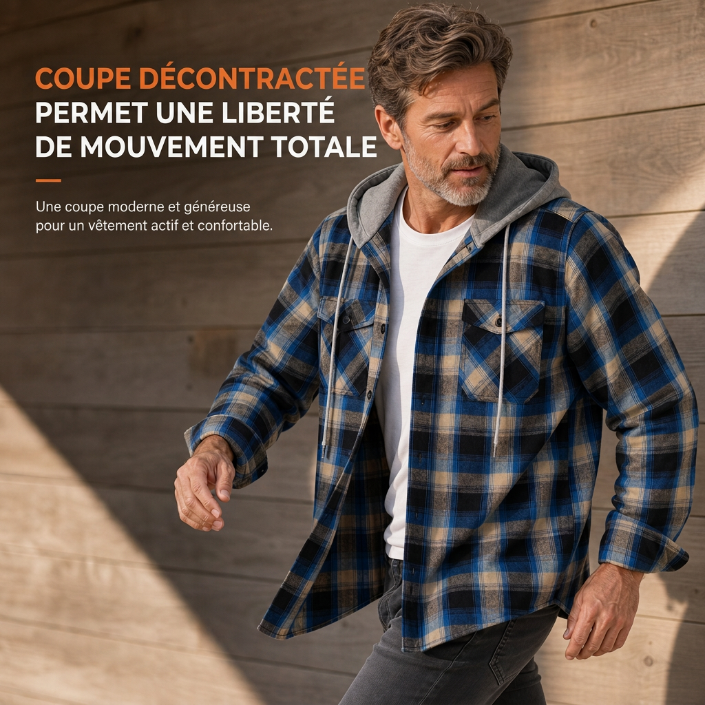 Sweat à capuche zippé à carreaux pour homme, coupe ample, style américain, molleton gratté