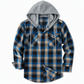 Sweat à capuche zippé à carreaux pour homme, coupe ample, style américain, molleton gratté