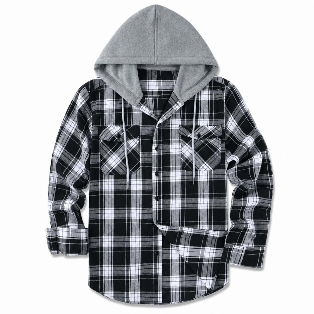 Sweat à capuche zippé à carreaux pour homme, coupe ample, style américain, molleton gratté