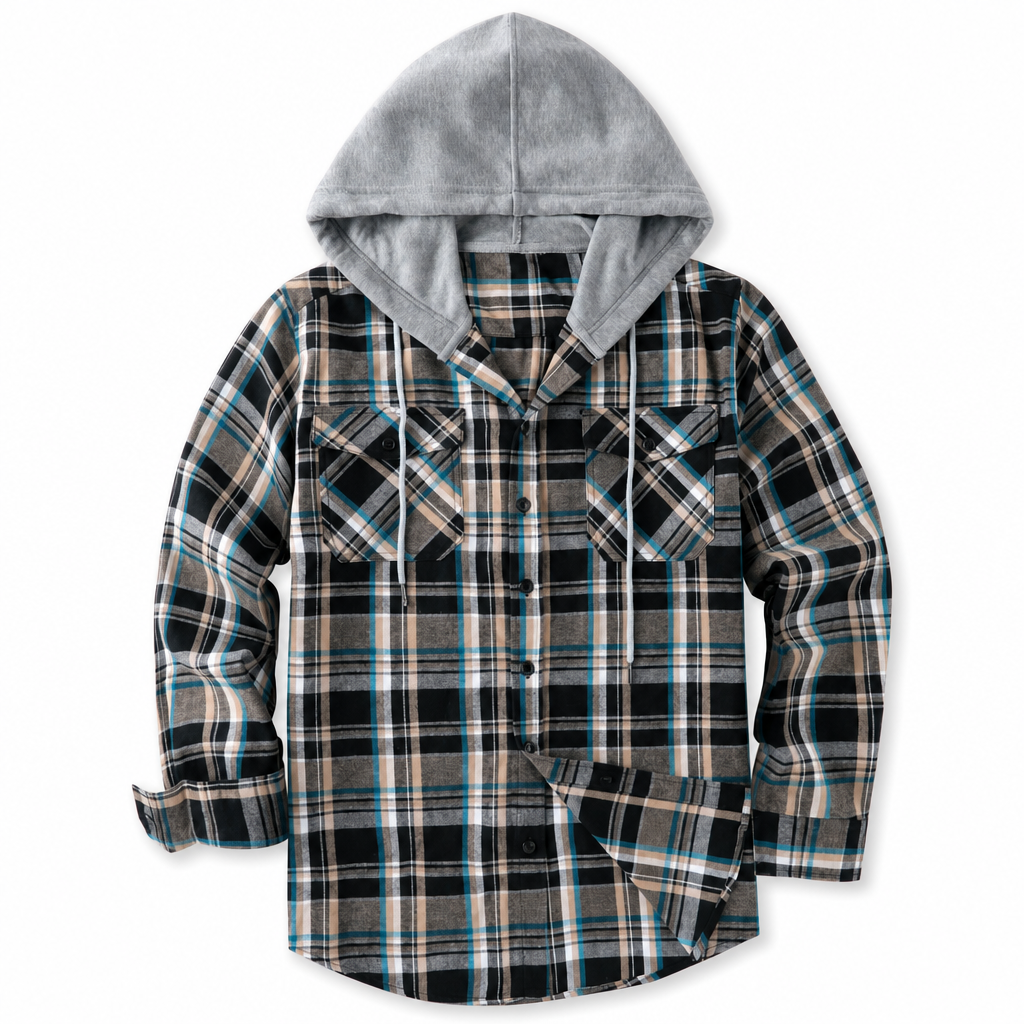 Sweat à capuche zippé à carreaux pour homme, coupe ample, style américain, molleton gratté
