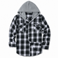 Sweat à capuche zippé à carreaux pour homme, coupe ample, style américain, molleton gratté