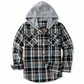 Sweat à capuche zippé à carreaux pour homme, coupe ample, style américain, molleton gratté