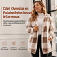 Cardigan à capuche oversize à carreaux et blocs de couleurs pour femme