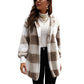 Cardigan à capuche oversize à carreaux et blocs de couleurs pour femme