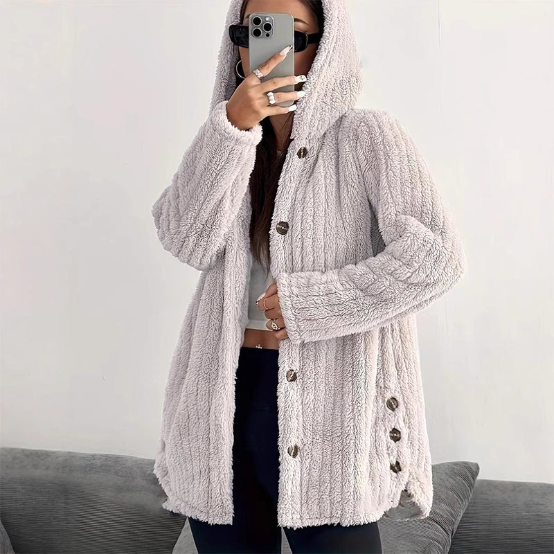 Veste à capuche en peluche coupe ample pour femme