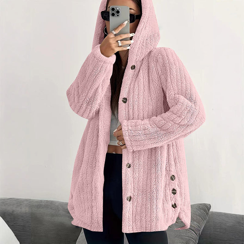 Veste à capuche en peluche coupe ample pour femme