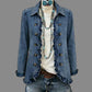 Chemise-veste en jean boutonnée décontractée pour femme