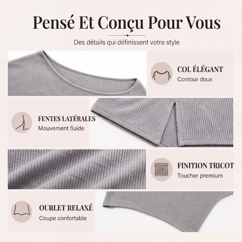 Haut femme épaules dénudées avec ourlet fendu
