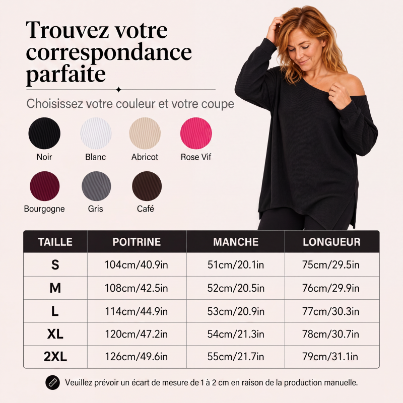 Haut femme épaules dénudées avec ourlet fendu