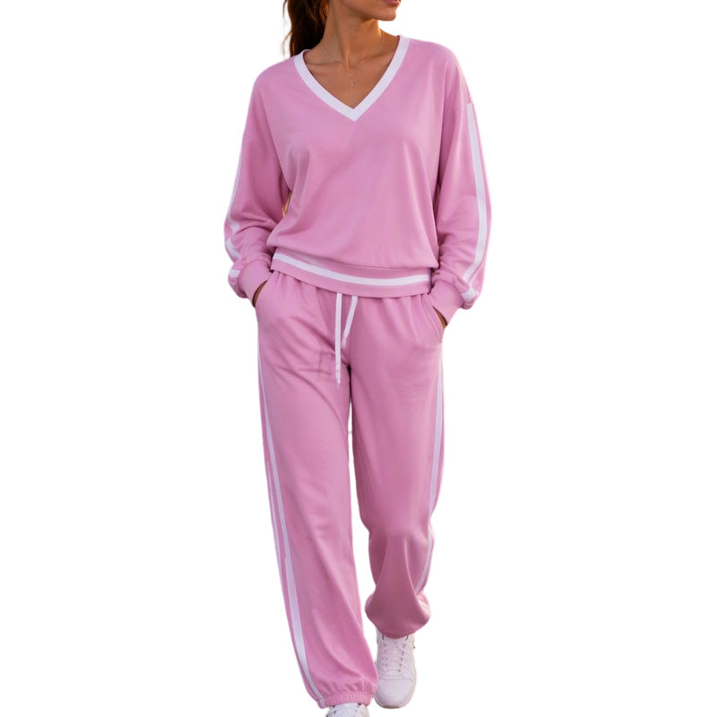 Ensemble pull col V et pantalon large pour femme