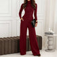 Ensemble pour femme : haut en maille à col roulé et pantalon large