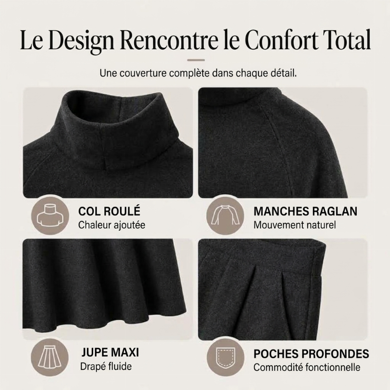Ensemble haut à col roulé et jupe longue pour femme