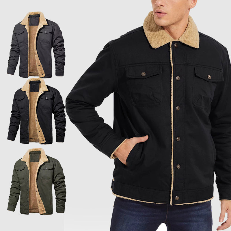 Vestes Cargo Épaisses à Col Roulé pour Hommes Doublées de Peluche Thermique en Hiver