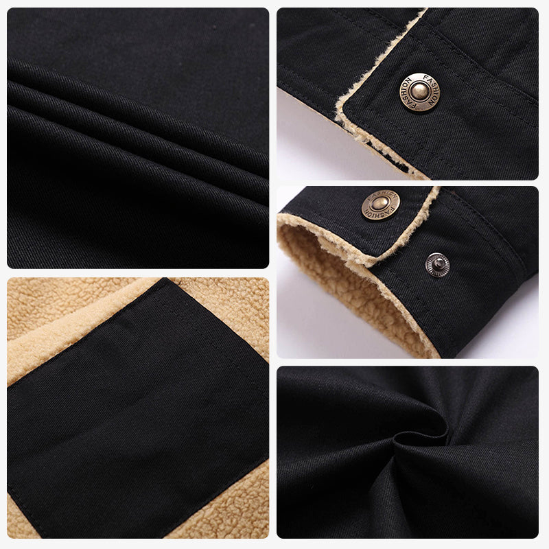 Vestes Cargo Épaisses à Col Roulé pour Hommes Doublées de Peluche Thermique en Hiver