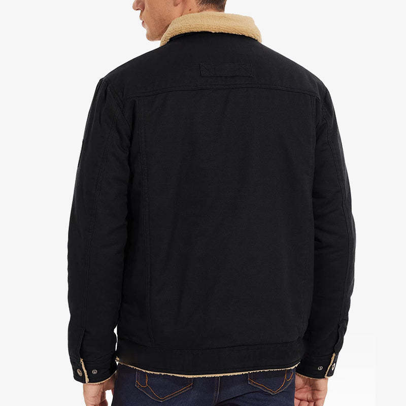 Vestes Cargo Épaisses à Col Roulé pour Hommes Doublées de Peluche Thermique en Hiver