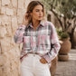 Veste-chemise mi-longue à carreaux pour femme