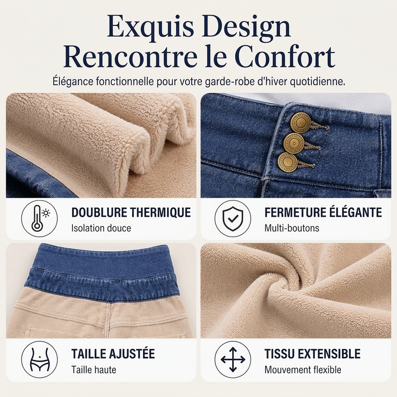 Jean skinny taille haute doublé chaud pour femme