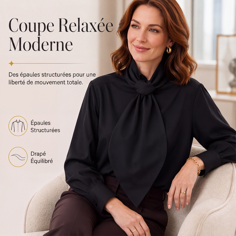 Haut élégant pour femmes à col noué et manches longues
