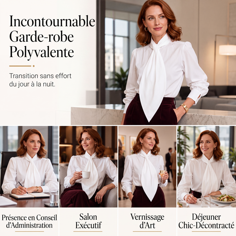 Haut élégant pour femmes à col noué et manches longues
