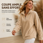 Sweat décontracté confortable pour femme avec quart de zip