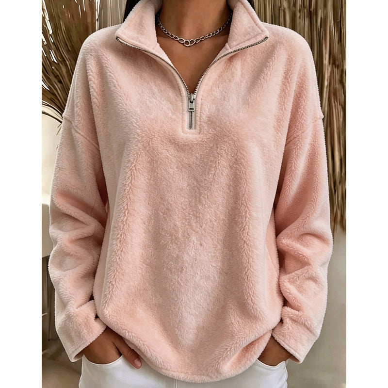 Sweat décontracté confortable pour femme avec quart de zip