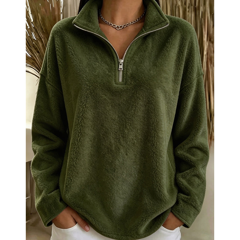 Sweat décontracté confortable pour femme avec quart de zip
