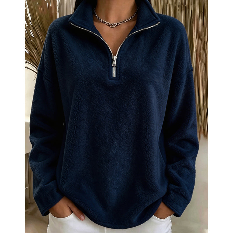 Sweat décontracté confortable pour femme avec quart de zip