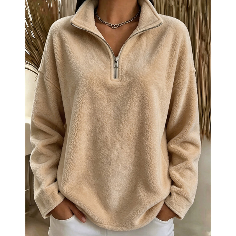 Sweat décontracté confortable pour femme avec quart de zip