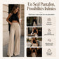 Pantalon large décontracté à taille haute pour femme