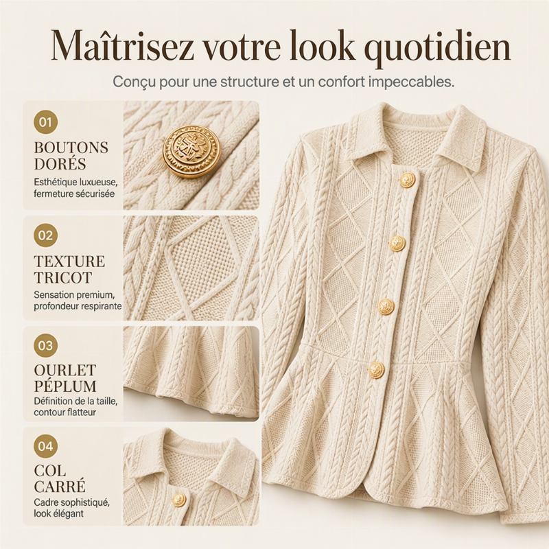 Blazer élégant à peplum et volants pour femme