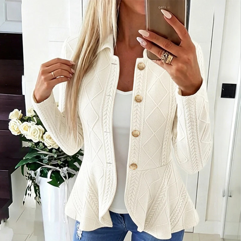 Blazer élégant à peplum et volants pour femme