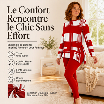 Ensemble femme : haut à manches longues imprimé + legging